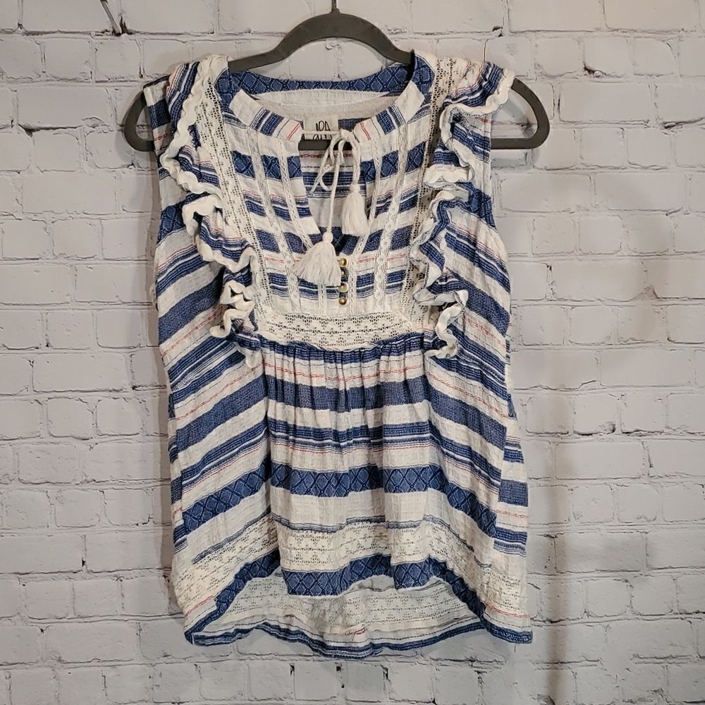dra Los Angeles La Habana top in blue and white stripes